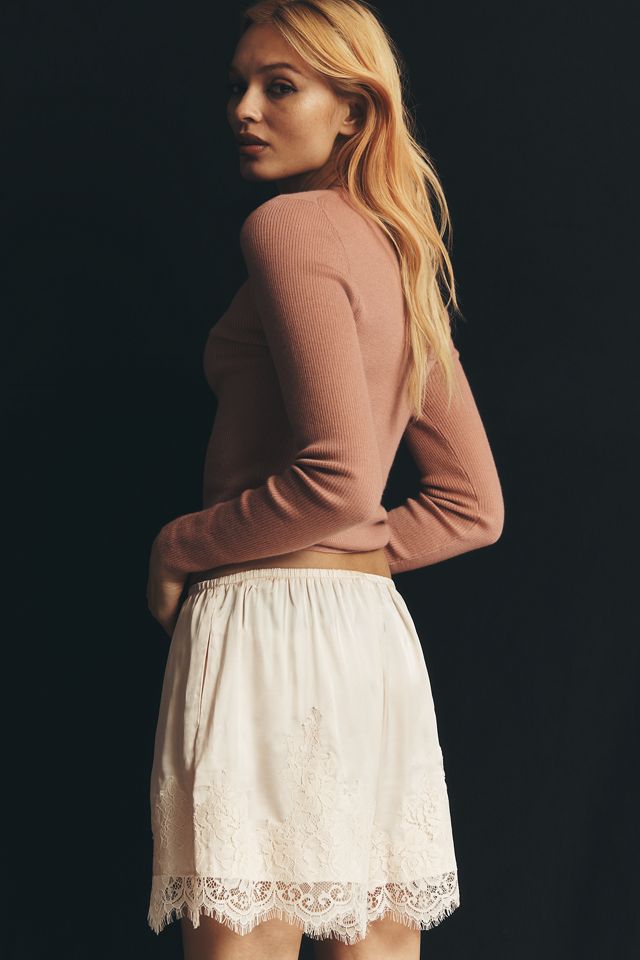 LyreBird Heirloom Lace-Trim Satin Shorts #4