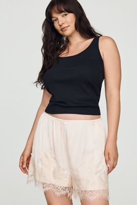 LyreBird Heirloom Lace-Trim Satin Shorts