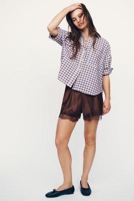 Heirloom Lace-Trim Satin Shorts