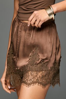 LyreBird Seiden-Shorts mit Spitzenbesatz