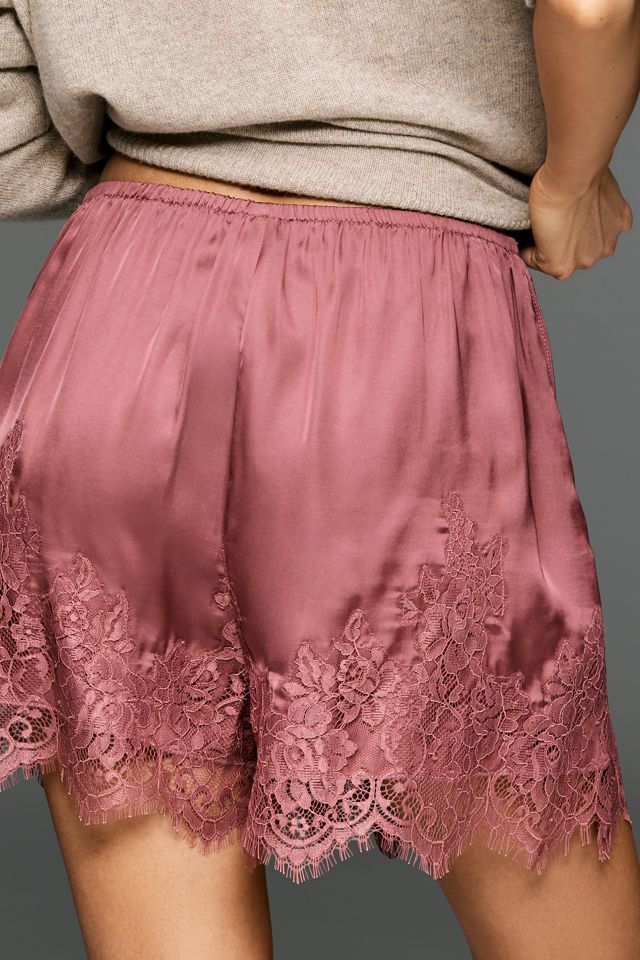 LyreBird Lace-Trim Silky Shorts | Anthropologie