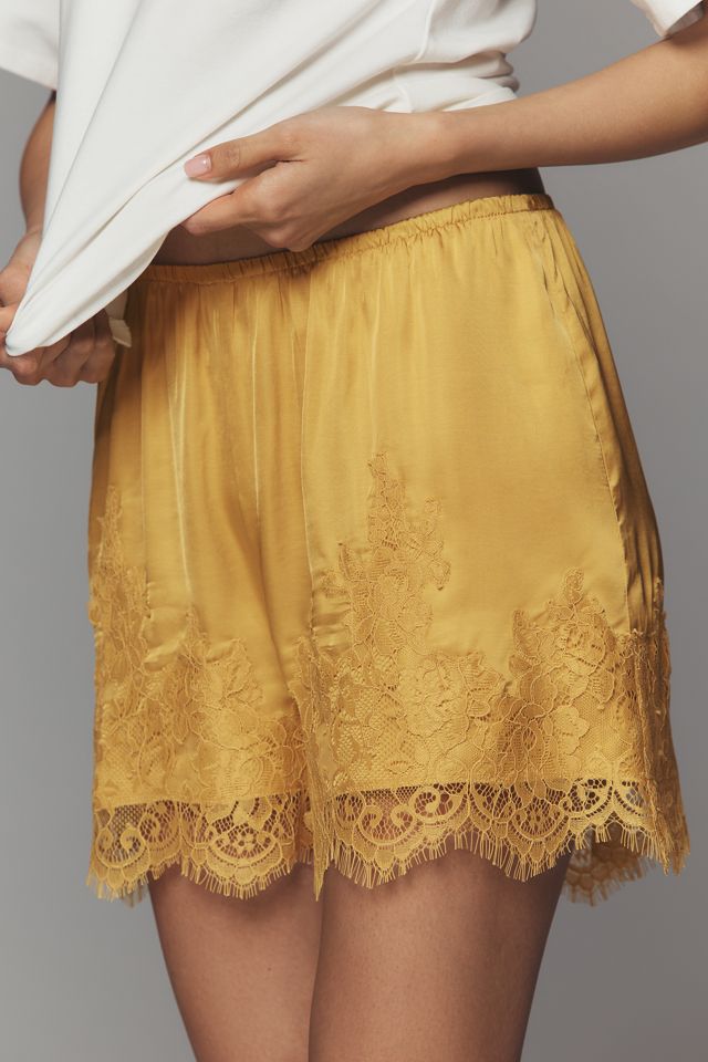 LyreBird Heirloom Lace-Trim Satin Shorts #1