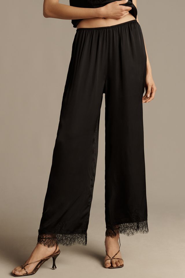 Pantalones Anchos de Satén con Ribete de Encaje LyreBird #1