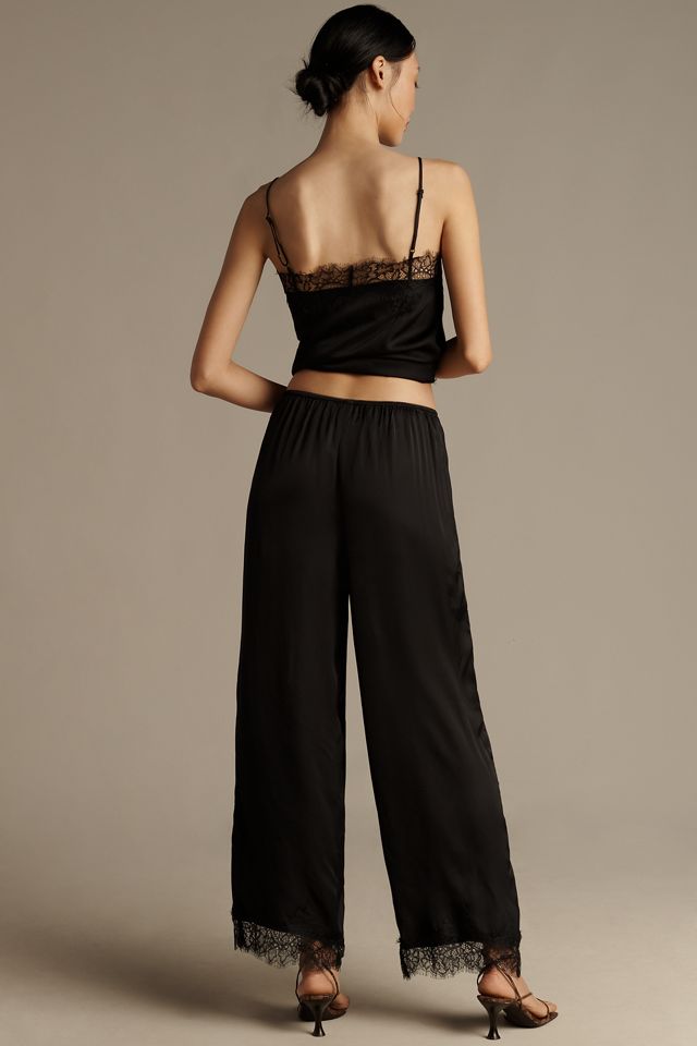 Pantalones Anchos de Satén con Ribete de Encaje LyreBird #2