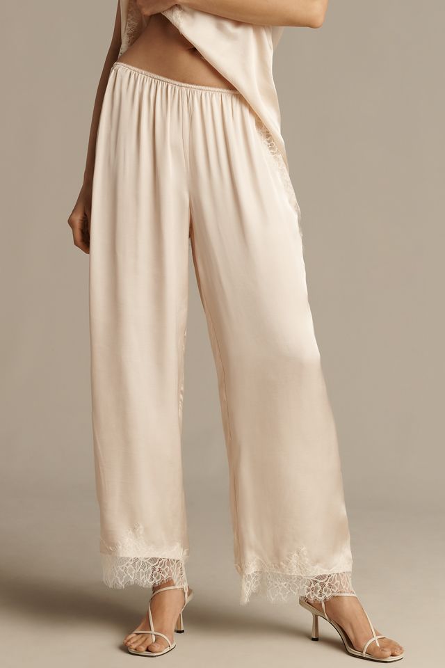 LyreBird Satin Lace-Trim Wide-Leg Trousers #1