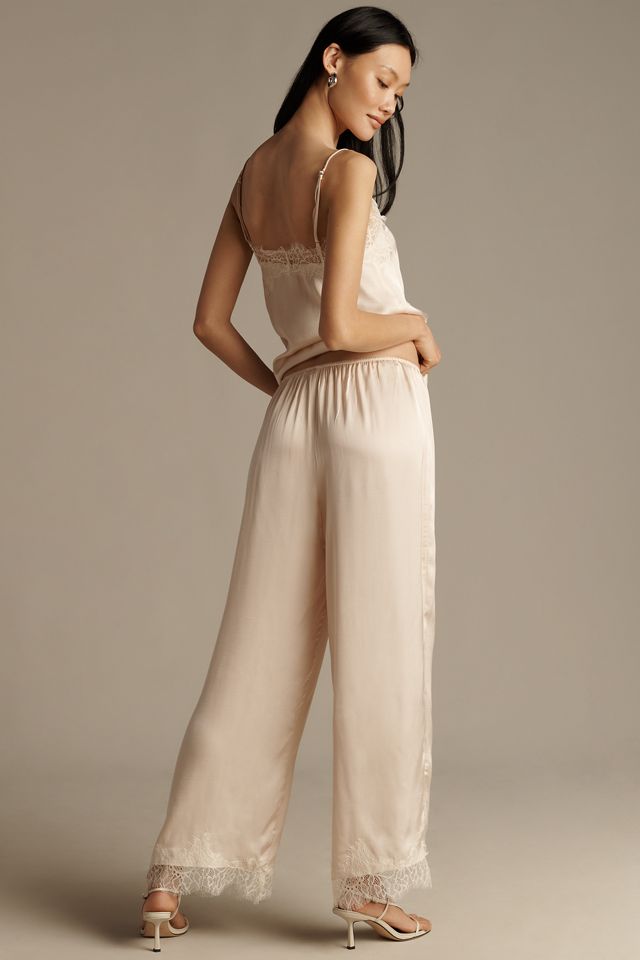 LyreBird Satin Lace-Trim Wide-Leg Trousers #2