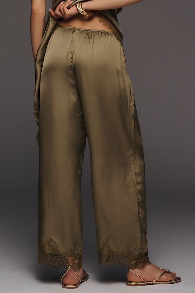 Pantalon large en satin avec bordure en dentelle LyreBird #2