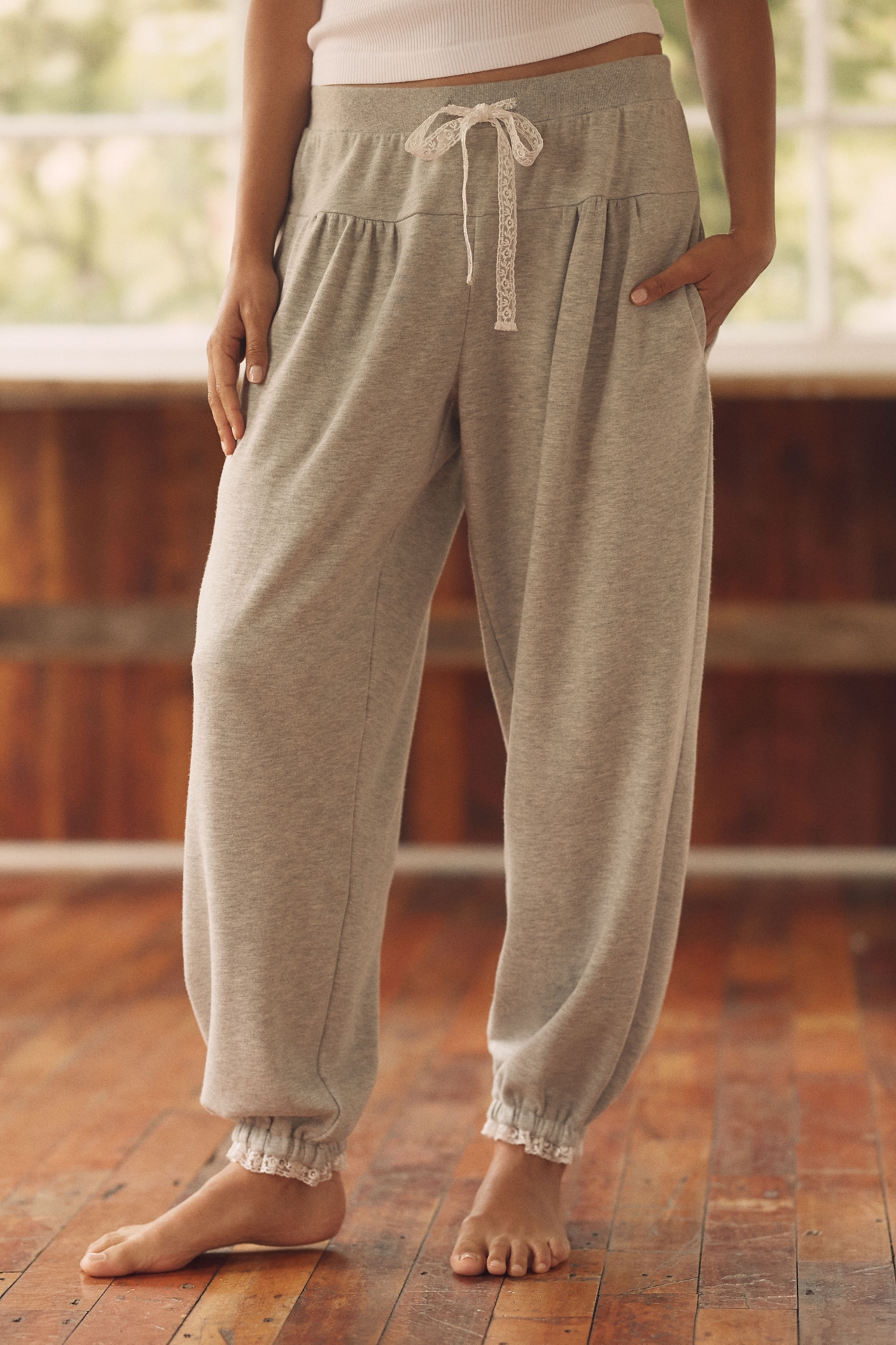LyreBird Lace-Trim Sweatpants