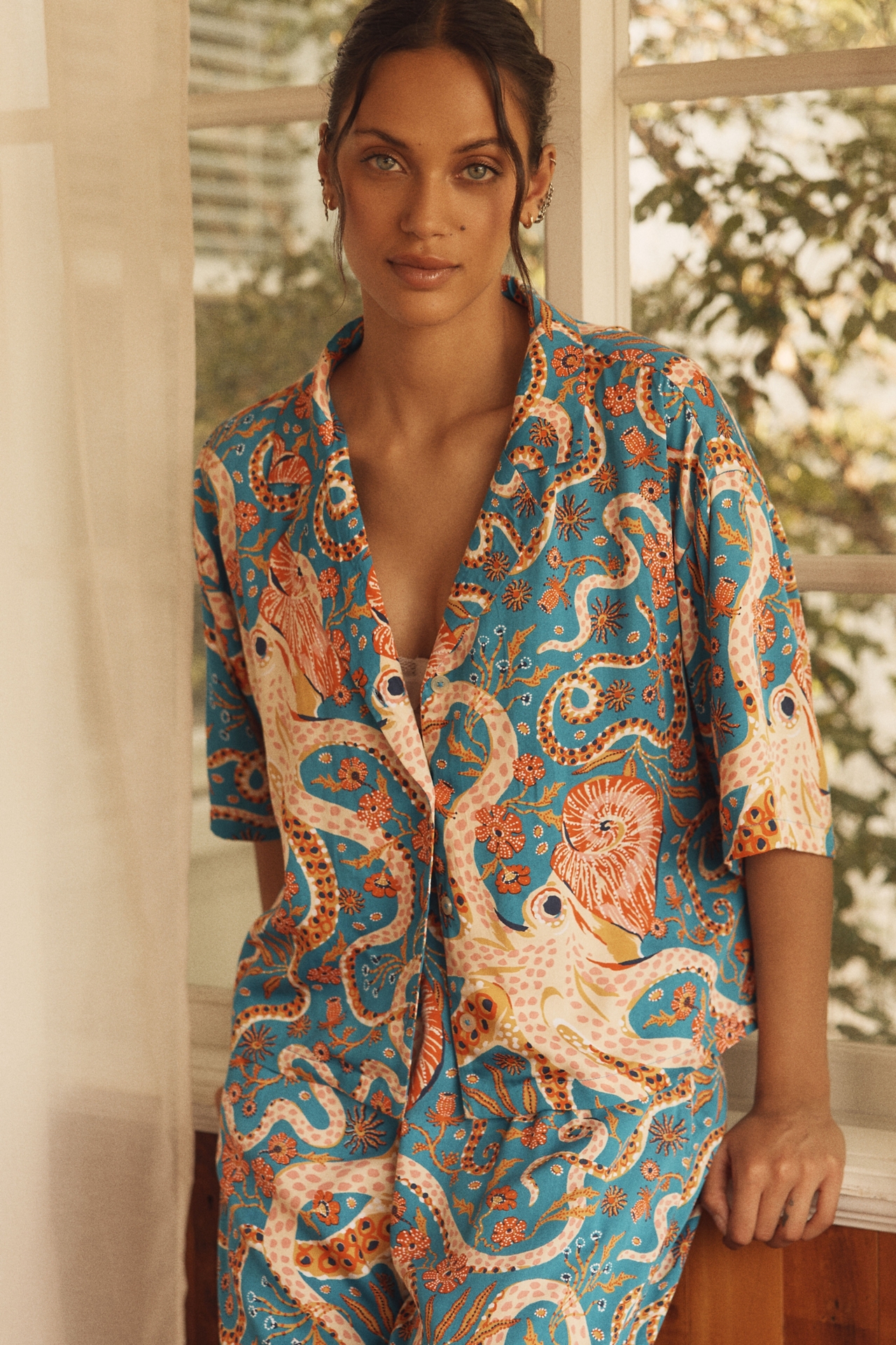Printfresh Octopus Isle Short-Sleeve Pajama Set