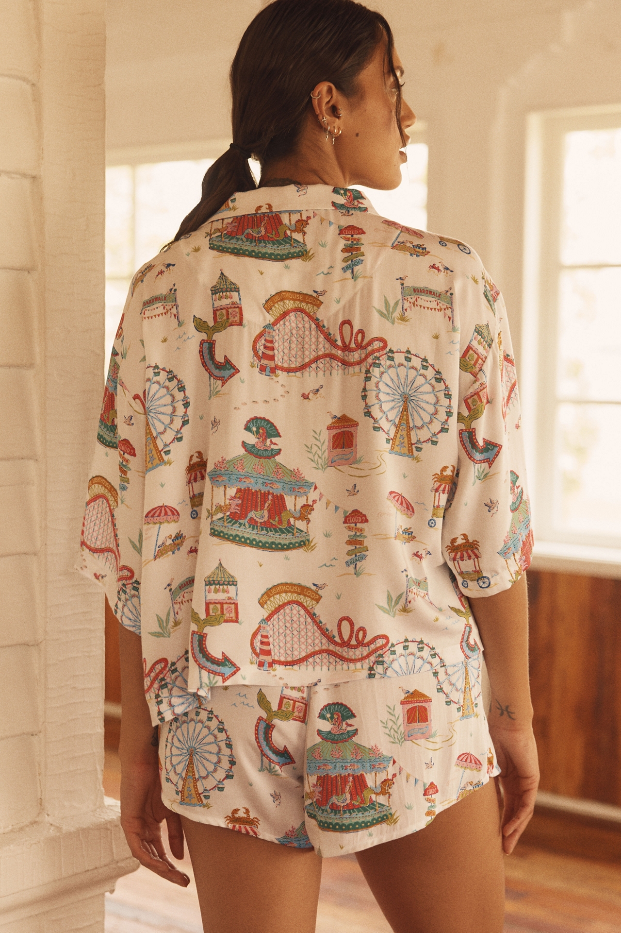 Printfresh Seaside Rides Short-Sleeve Pajama Set