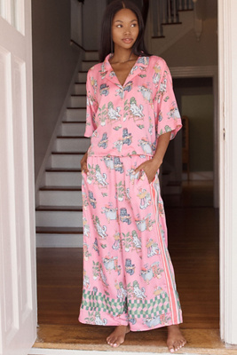 Printfresh Spa Day Cosmic Satin Pajama Set In Multi