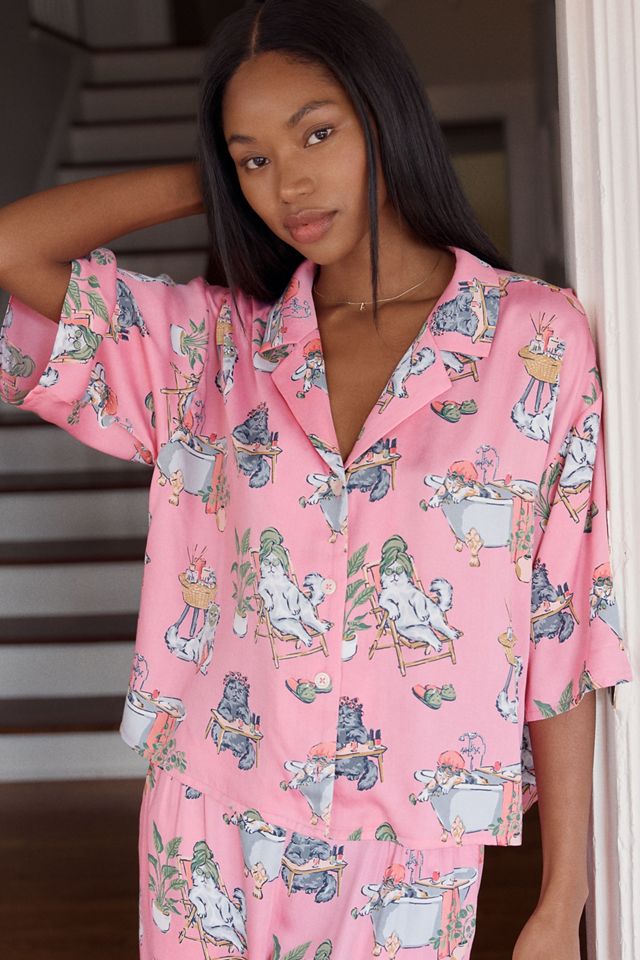 Printfresh Spa Day Cosmic Satin Pajama Set | Anthropologie
