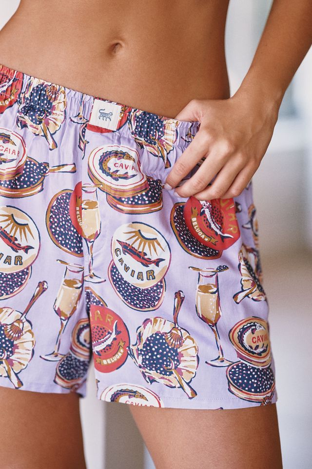 Printfresh Champagne & Caviar Satin Boyfriend Boxer Shorts #1