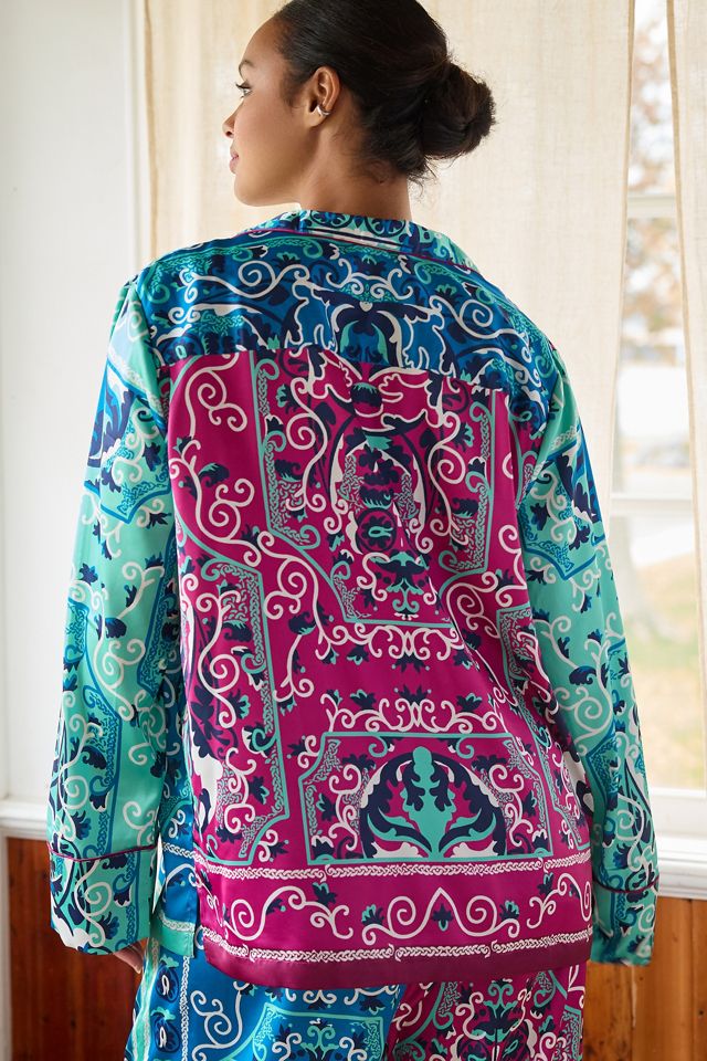 By Anthropologie Silky Printed Pajama Top #4