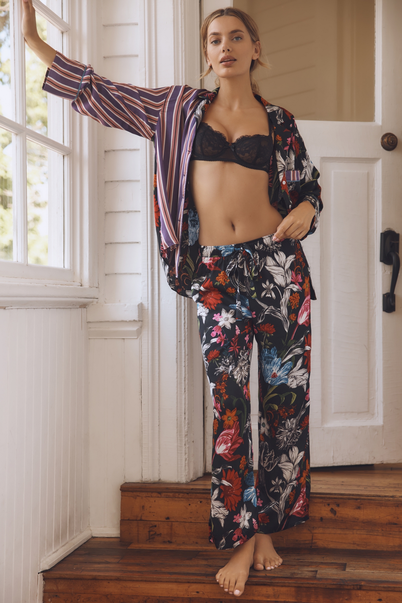 By Anthropologie Silky Printed Pajama Pants