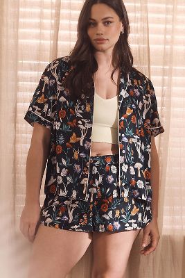 Shop By Anthropologie Silky Patterned Pajama Top In Multicolor