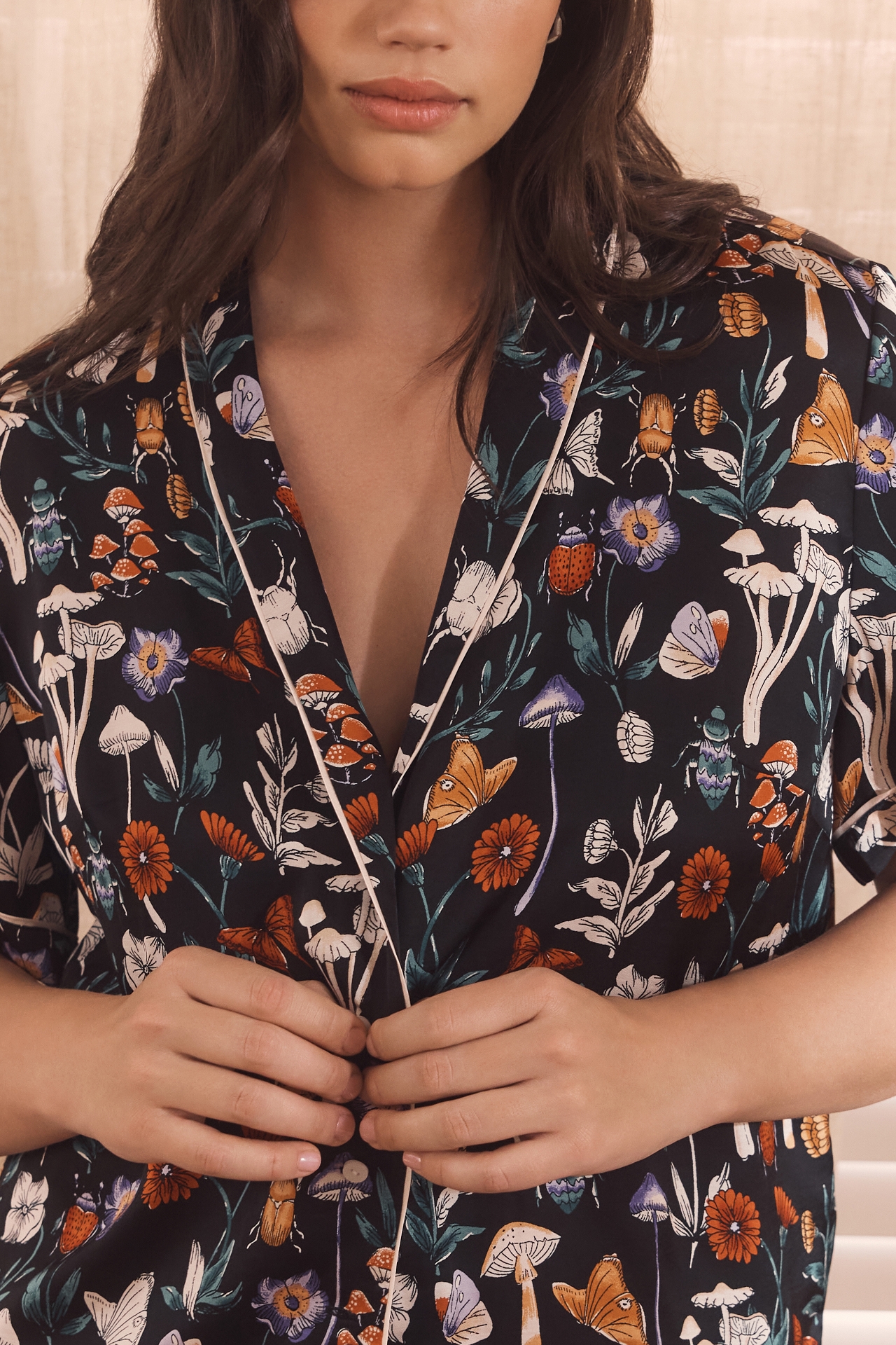 By Anthropologie Silky Patterned Pajama Top