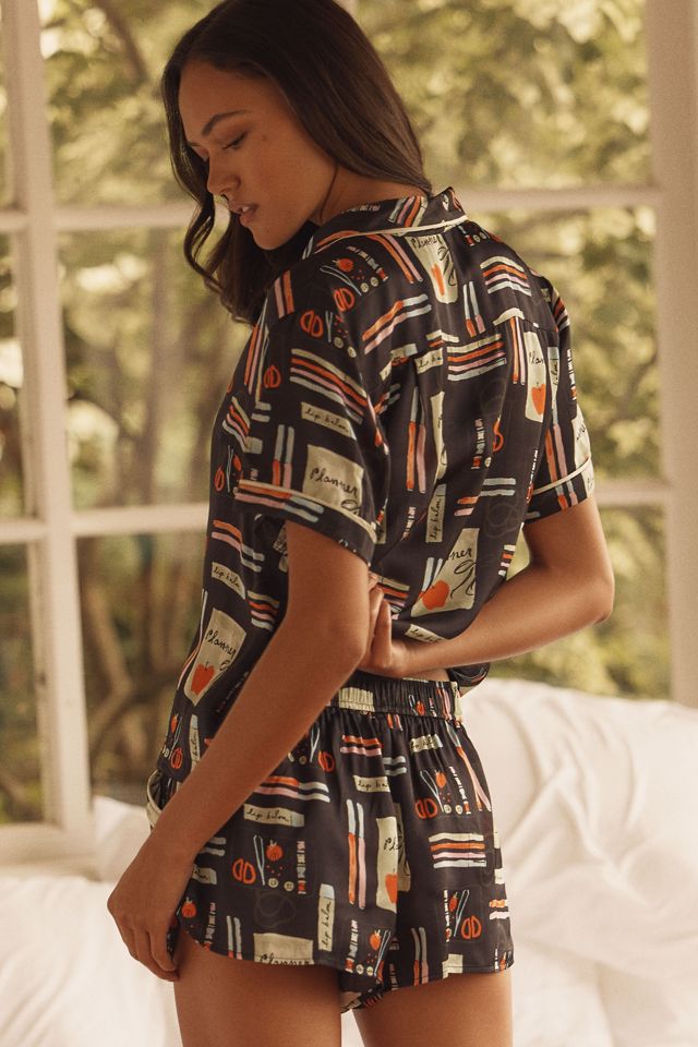 By Anthropologie Silky Patterned Pajama Shorts #2
