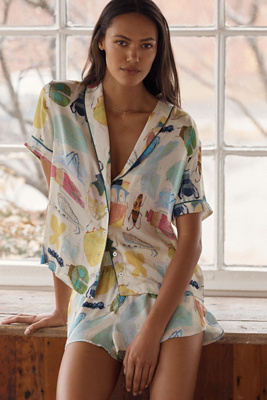 By Anthropologie Silky Patterned Pyjama Shorts