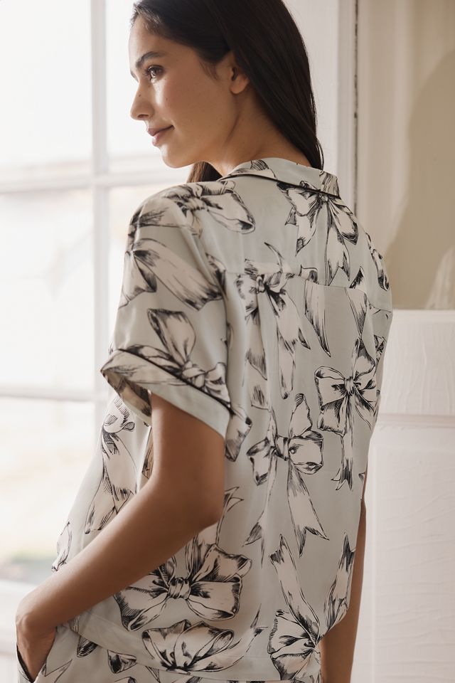 Shorts de pyjama à motifs en soie By Anthropologie #1