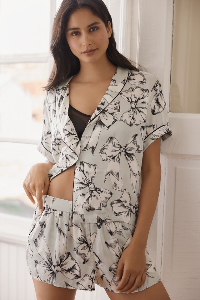 Shorts de pyjama à motifs en soie By Anthropologie #3