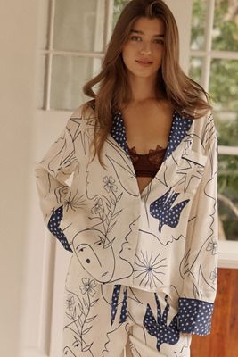 By Anthropologie Oversized Button-Front Pyjama Shirt