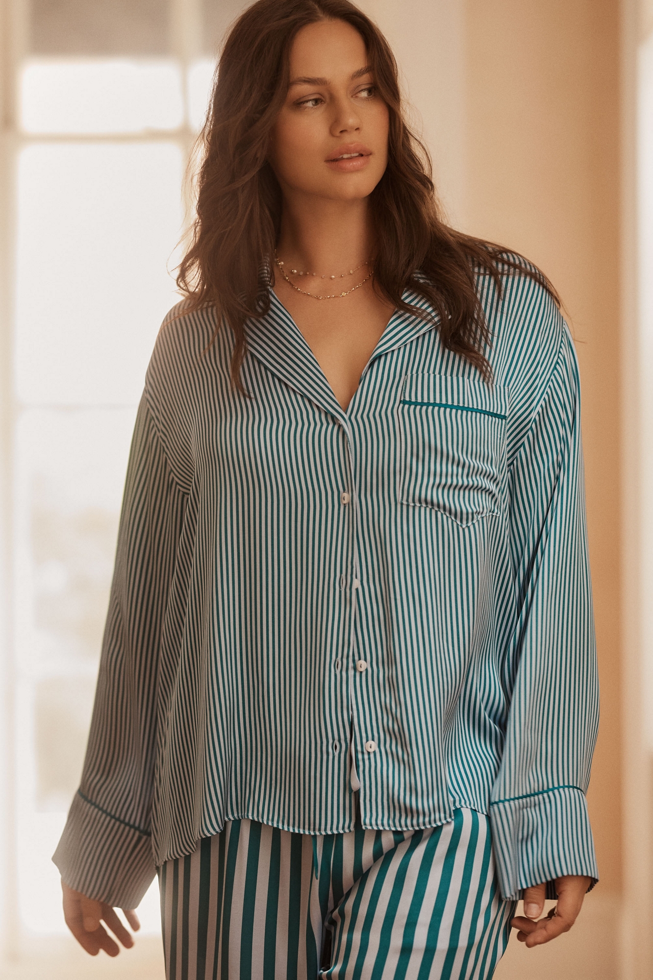 The LyreBird Silky Oversized Pajama Shirt