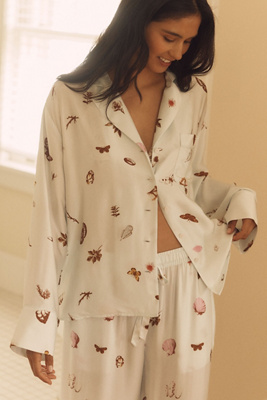 By Anthropologie Oversized Button-Front Pyjama Shirt