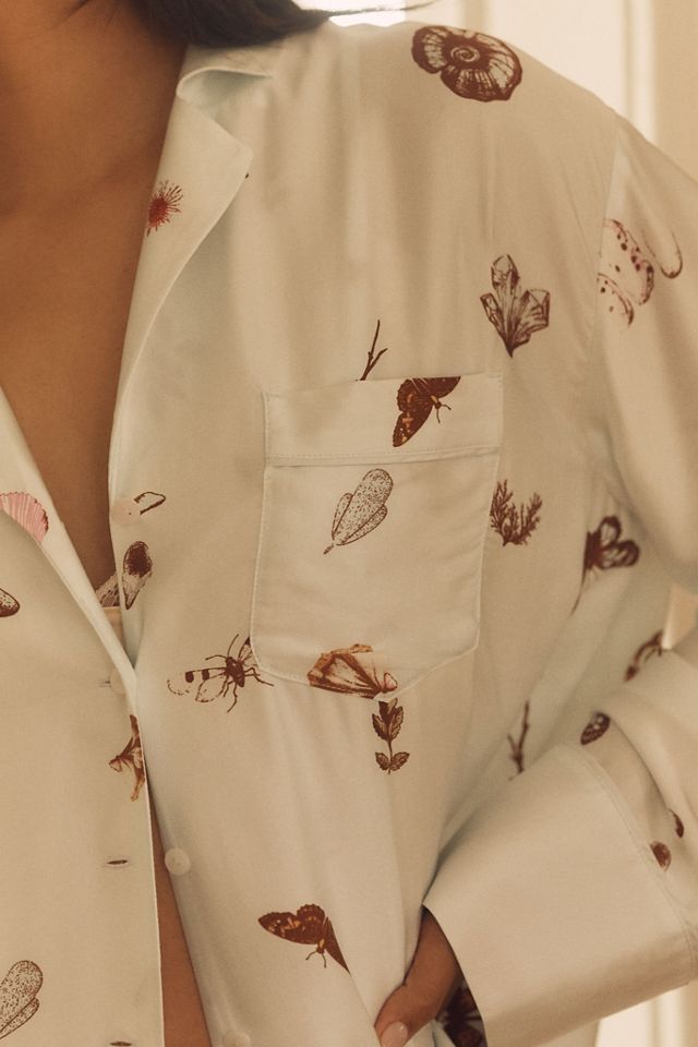 By Anthropologie Oversized Button-Front Pajama Shirt