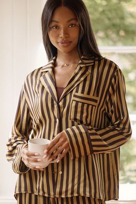 LyreBird Neela Oversized Pajama Shirt in Silky