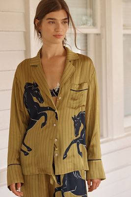 By Anthropologie Oversized Button-Front Pyjama Shirt