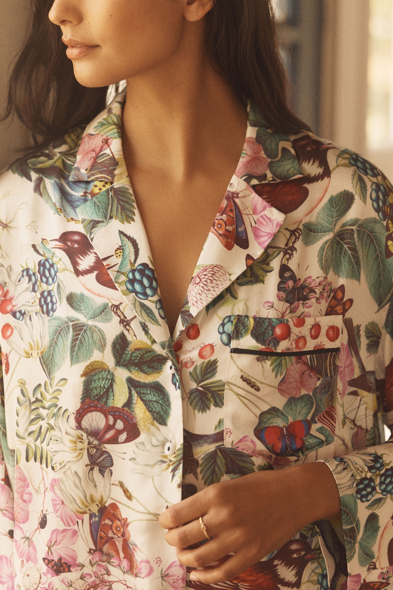 By Anthropologie Oversized Button-Front Pajama Shirt