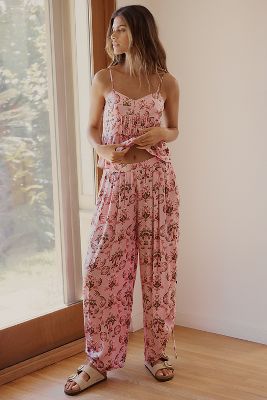 Shop By Anthropologie Silky Wide-leg Harem Pants In Pink