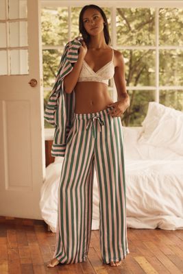 【BAON】Rockle stripe banding brushed wide pants Tie ribbons wide-leg pant | Icône | Shop Women%u2019s Wide