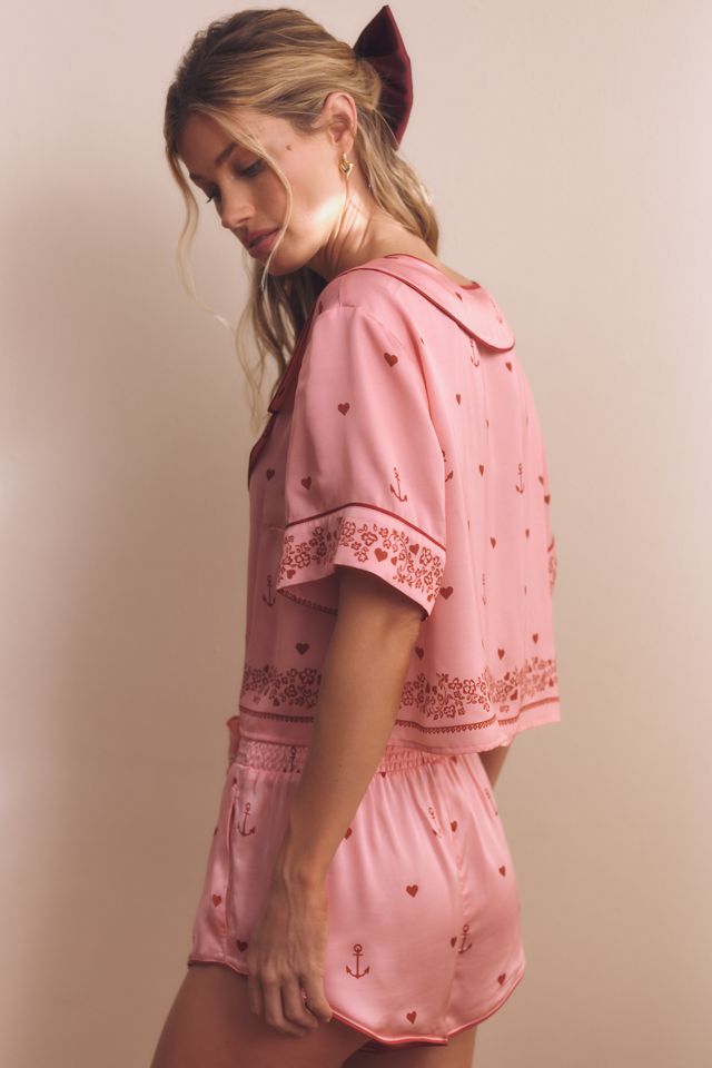 By Anthropologie Nautisches Satin-Oberteil zum Schlafen #1