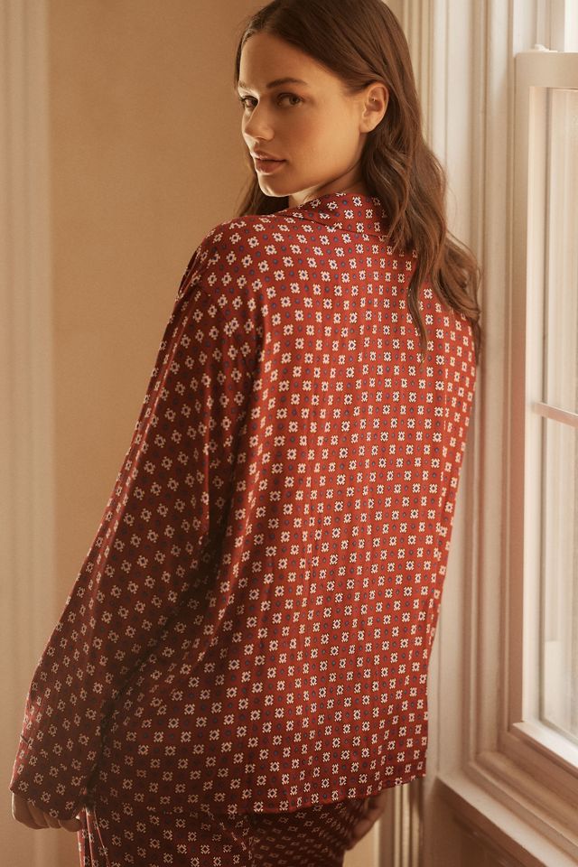LyreBird Long-Sleeve Silky Buttondown Pajama Top #7