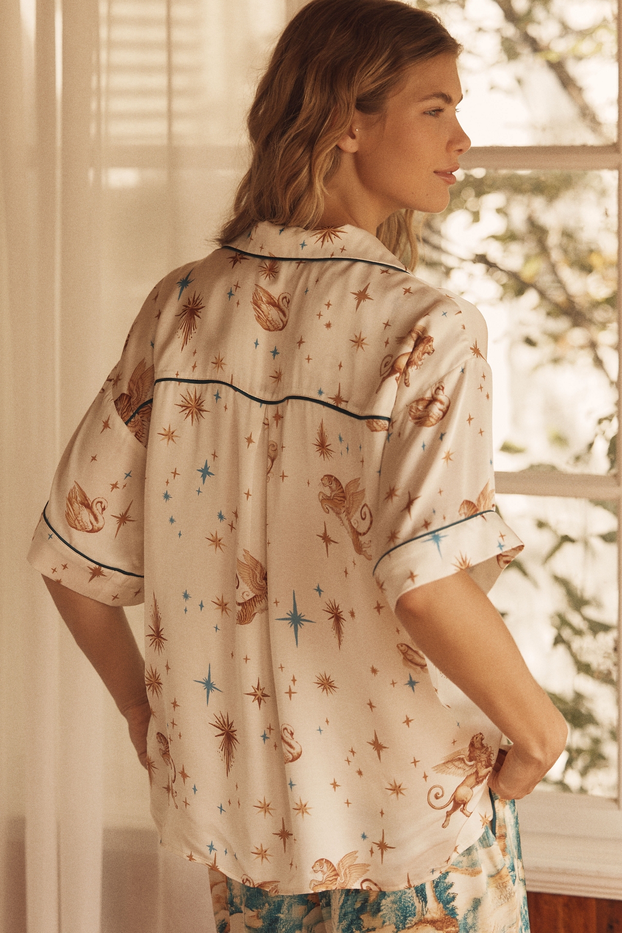 LyreBird Silky Kimono-Sleeve Pajama Top