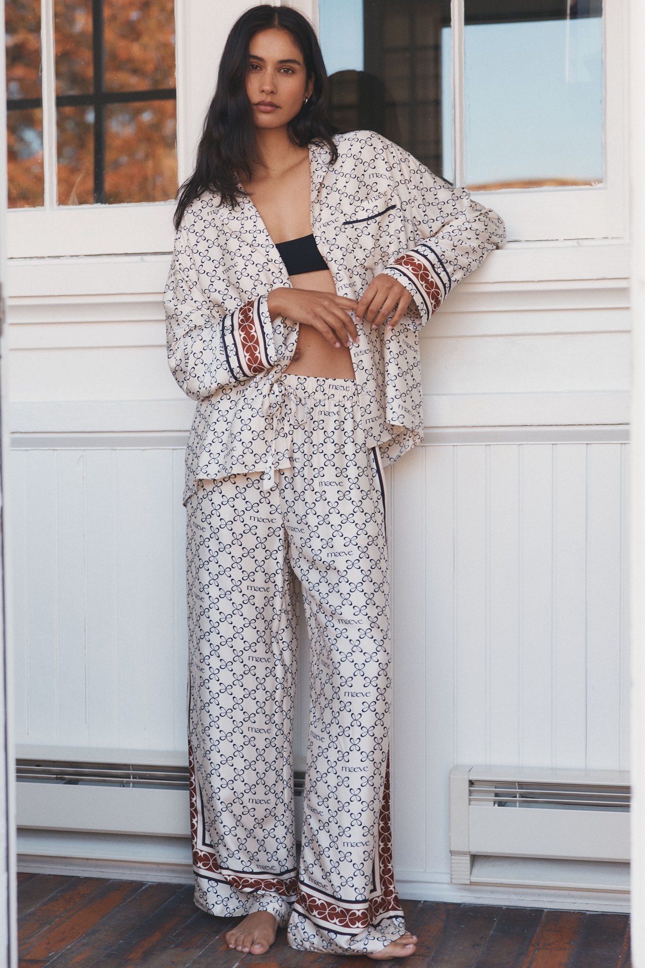 Maeve Silky Buttondown Pajama Top