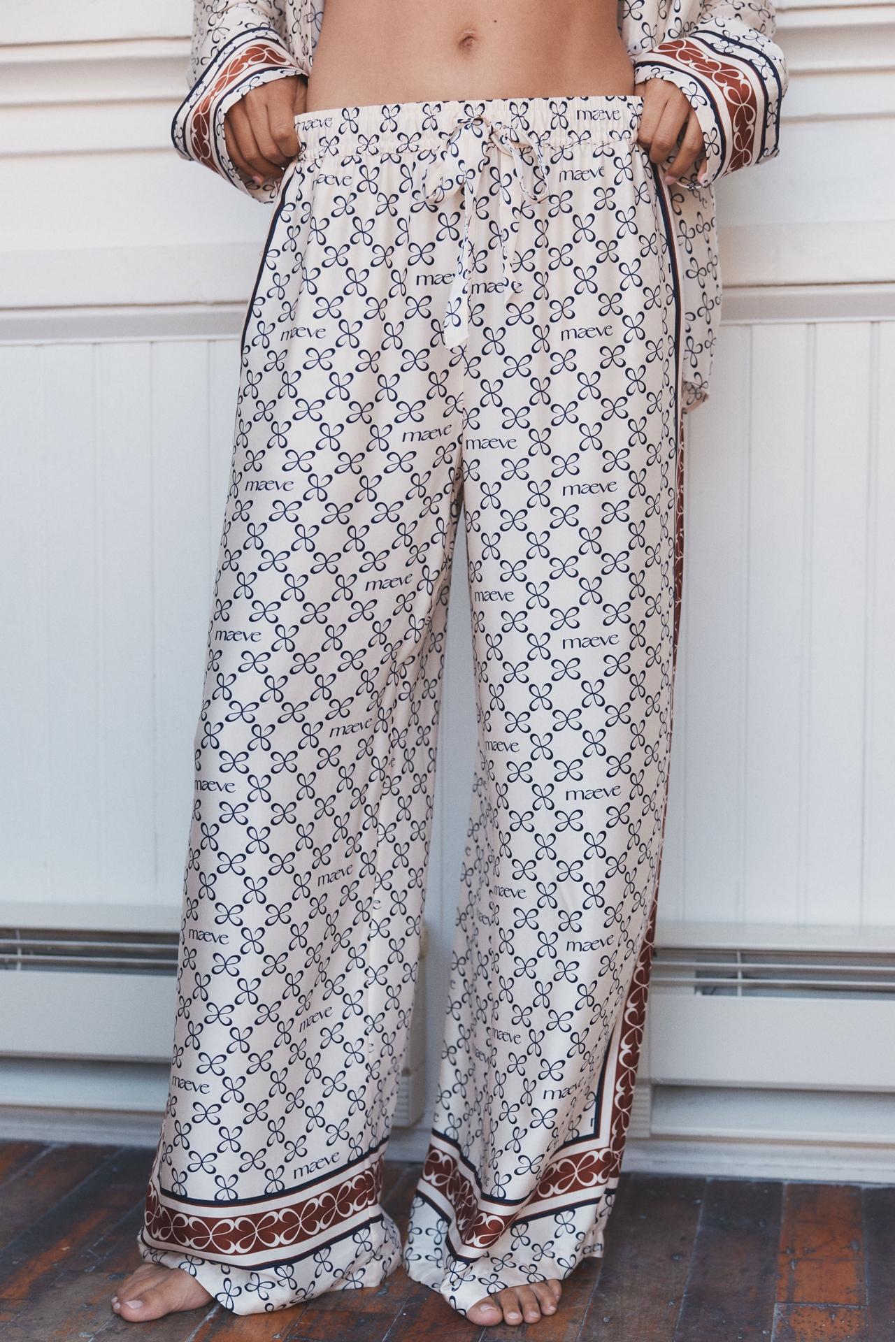 Maeve Silky Wide-Leg Pajama Pants