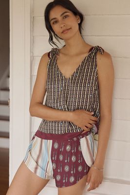 LyreBird Silken Split-Print Shorts 