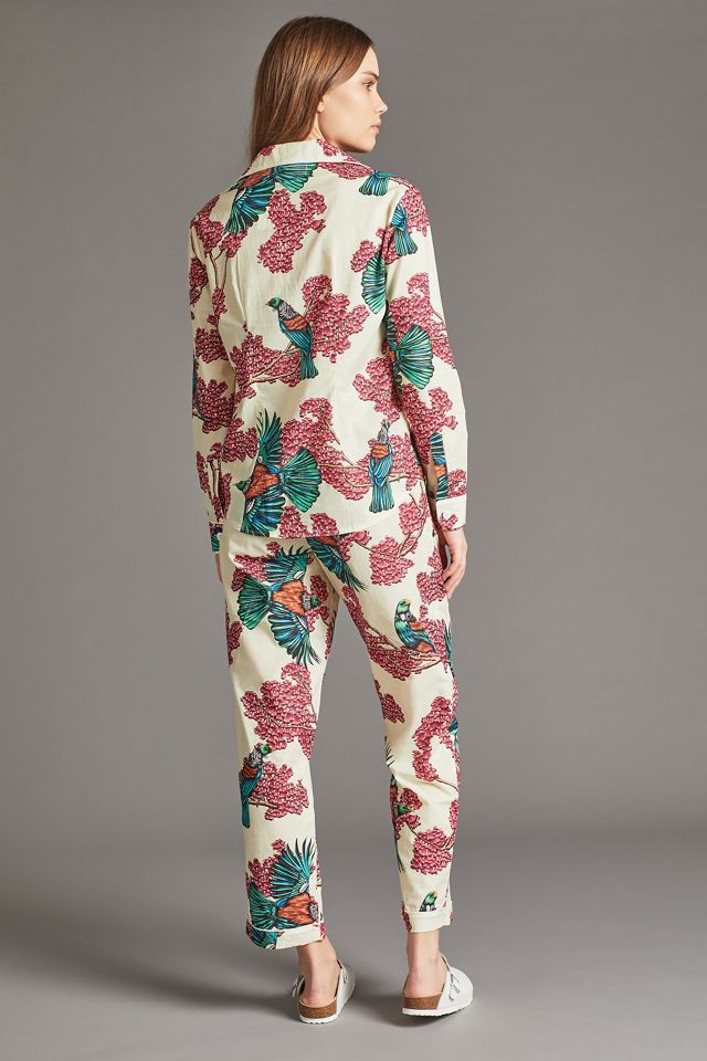 Desmond and Dempsey Passerine-Print Long Pyjama Set #1