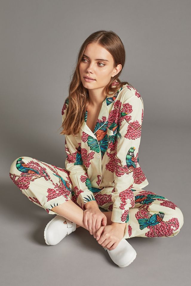 Desmond and Dempsey Passerine-Print Long Pyjama Set #2
