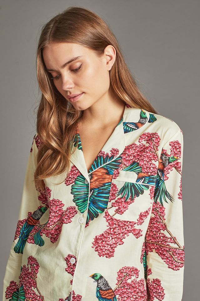 Desmond and Dempsey Passerine-Print Long Pyjama Set #3