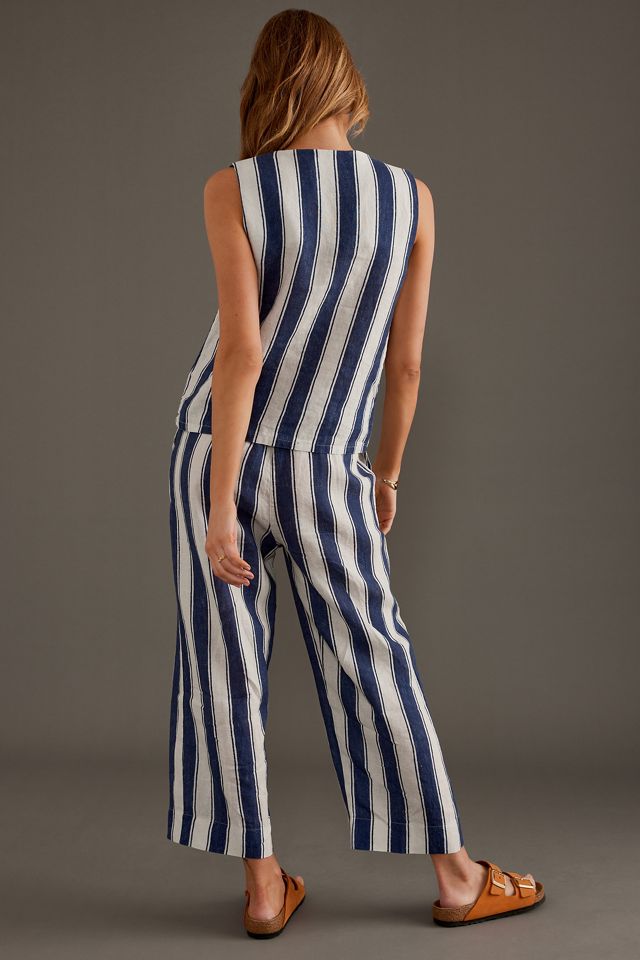 Desmond & Dempsey Striped Linen Pyjama Set #3