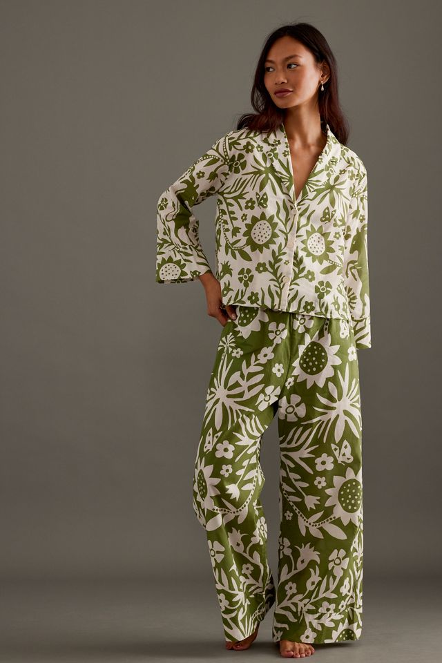 Desmond & Dempsey Boxy Shirt & Wide-Leg Trousers Pyjama Set