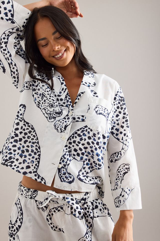 Desmond & Dempsey Jaguar Boxy Hemd & Weite-Bein Hose Pyjama Set #1