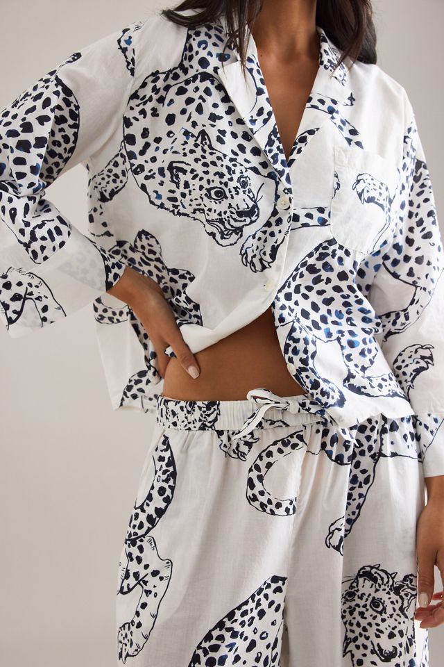 Desmond & Dempsey Jaguar Boxy Hemd & Weite-Bein Hose Pyjama Set #3
