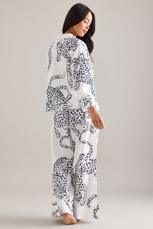 Desmond & Dempsey Jaguar Boxy Hemd & Weite-Bein Hose Pyjama Set #4