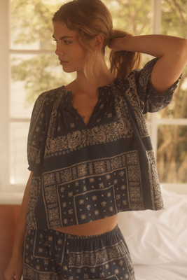 The Great. Sleep The Smocked Sleep Top In Blue