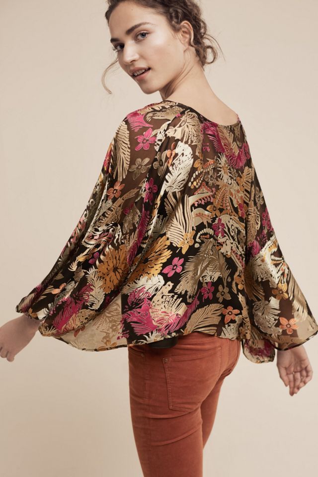 Floral Satin Burnout Kimono #2